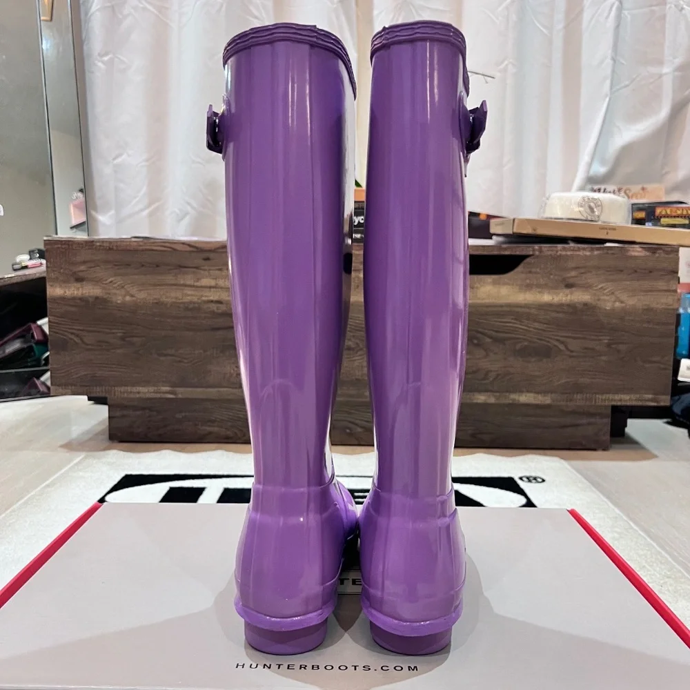 Hunter Original Tour Tall Gloss Purple Winter Rain Boots - Picture 4 of 8